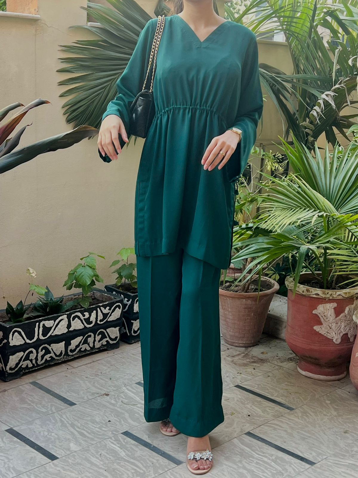 2 Piece Plain Georgette Set