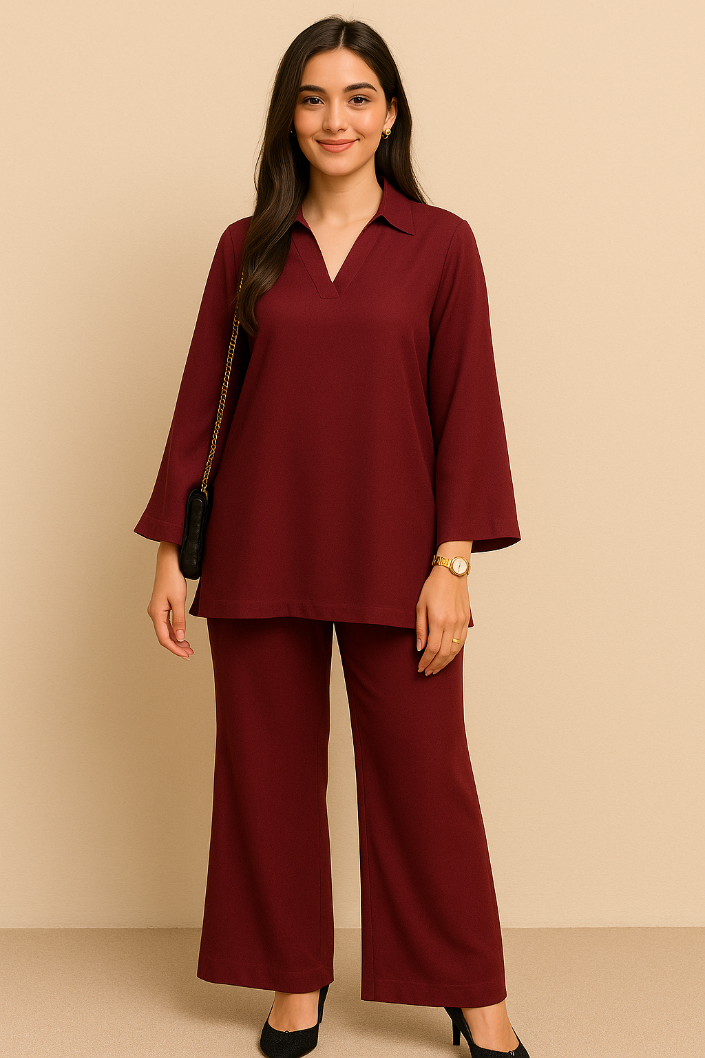 2 Piece Plain Georgette Set